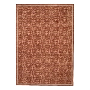 Linon Indoor Outdoor Machine Washable Hama Area 7'x9' Rug in Orange and Ivory