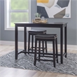Linon Claridge Wood Three Piece Counter Dining Set Faux Leather Seats in Black