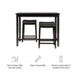Linon Claridge Wood Three Piece Counter Dining Set Faux Leather Seats in Black