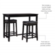 Linon Claridge Wood Three Piece Counter Dining Set Faux Leather Seats in Black