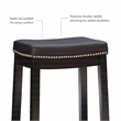 Linon Claridge Wood Three Piece Counter Dining Set Faux Leather Seats in Black