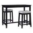 Linon Claridge 3 Pce Counter Dining Set Gray Faux Leather Seats in Black Wood