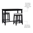 Linon Claridge 3 Pce Counter Dining Set Gray Faux Leather Seats in Black Wood