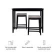 Linon Claridge 3 Pce Counter Dining Set Gray Faux Leather Seats in Black Wood