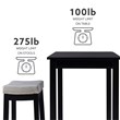 Linon Claridge 3 Pce Counter Dining Set Gray Faux Leather Seats in Black Wood
