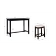 Linon Claridge 3 Pce Counter Dining Set White Faux Leather Seats in Black Wood