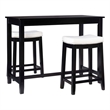 Linon Claridge 3 Pce Counter Dining Set White Faux Leather Seats in Black Wood