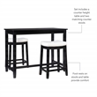 Linon Claridge 3 Pce Counter Dining Set White Faux Leather Seats in Black Wood