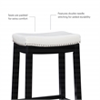 Linon Claridge 3 Pce Counter Dining Set White Faux Leather Seats in Black Wood