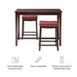 Linon Claridge 3 Piece Counter Dining Set Red Faux Leather Seats in Brown Wood