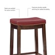 Linon Claridge 3 Piece Counter Dining Set Red Faux Leather Seats in Brown Wood