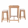 Linon Claridge Three Piece Counter Dining Set Padded Seats in Natural Brown Wood