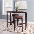 Linon Claridge Wood 3 Pce Bar Dining Set Cognac Faux Leather Seats in Brown