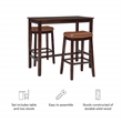 Linon Claridge Wood 3 Pce Bar Dining Set Cognac Faux Leather Seats in Brown