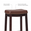 Linon Claridge Wood 3 Pce Bar Dining Set Cognac Faux Leather Seats in Brown