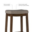 Linon Claridge Wood Three Piece Bar Dining Set Padded Seats in Rustic Brown