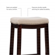 Linon Claridge Wood 3 Pce Bar Dining Set Natural Color Padded Seats in Walnut