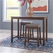 Linon Claridge Wood 3 Piece Counter Dining Set Gray Padded Seats in Rustic Brown