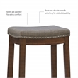 Linon Claridge Wood 3 Piece Counter Dining Set Gray Padded Seats in Rustic Brown