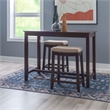 Linon Claridge Wood Three Piece Counter Dining Set Padded Seats in Walnut Finish