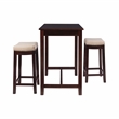 Linon Claridge Wood Three Piece Counter Dining Set Padded Seats in Walnut Finish