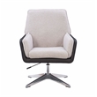Linon Vivian Metal Adjustable Swivel Chair in Black Faux Leather and Gray Sherpa