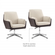 Linon Vivian Metal Adjustable Swivel Chair in Natural Sherpa/Brown Faux Leather