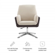 Linon Vivian Metal Adjustable Swivel Chair in Natural Sherpa/Brown Faux Leather