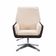 Linon Vivian Metal Adjustable Swivel Chair in Natural Sherpa/Brown Faux Leather