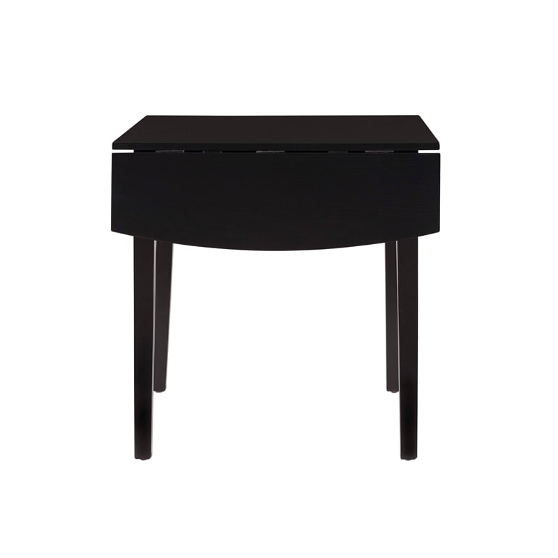 Linon Ervin Square Space Saving Drop Leaf Table in Black Painted Rubberwood