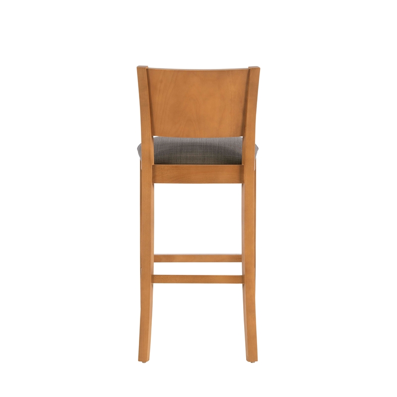 Linon Chase Wood Upholstered Seat Commercial Set of Two Barstools in Brown