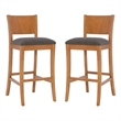 Linon Chase Wood Upholstered Seat Commercial Set of Two Barstools in Brown