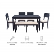 Linon Jordan Six Piece Upholstered Dining Set in Rustic Charcoal Gray Wood