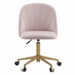 Linon Alyssa Upholstered Adjustable Armless Desk Chair Gold Legs in Blush Pink