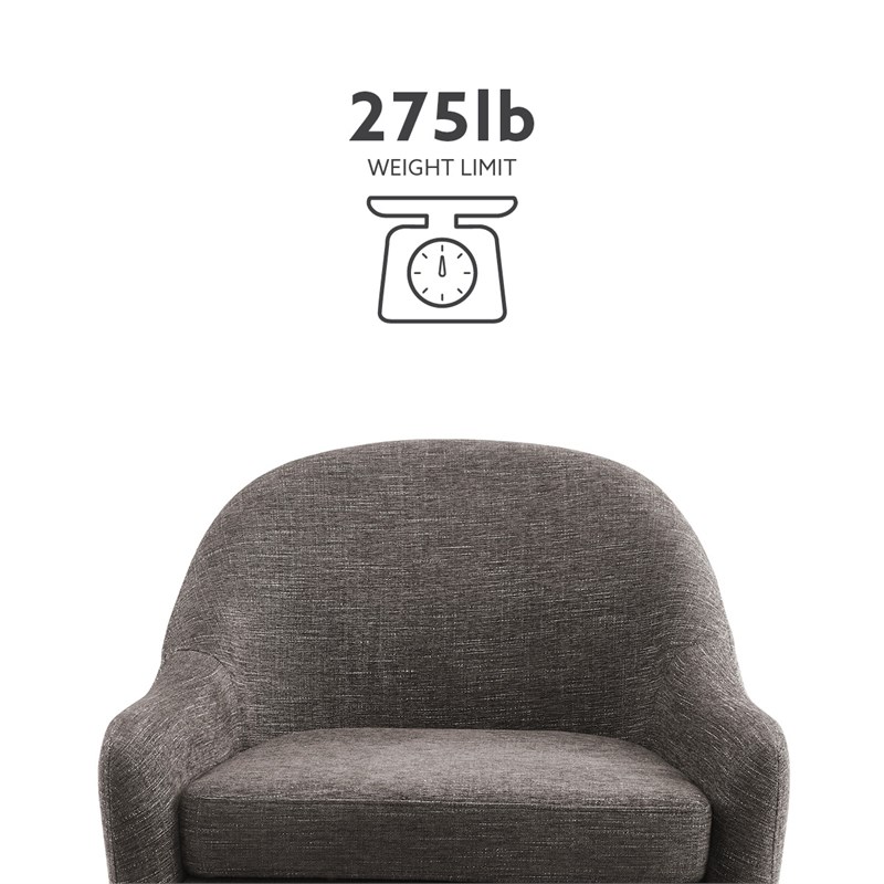 Linon London Upholstered Steel Leg Swivel Accent Chair in Gray Fabric
