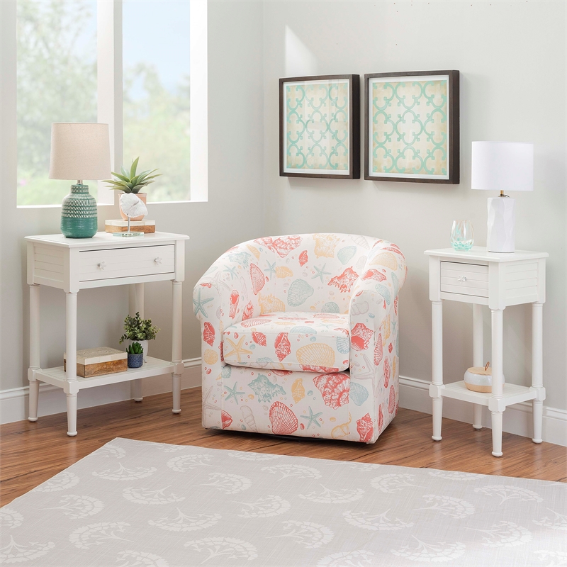 Linon Styers Wood End Table with Storage in White