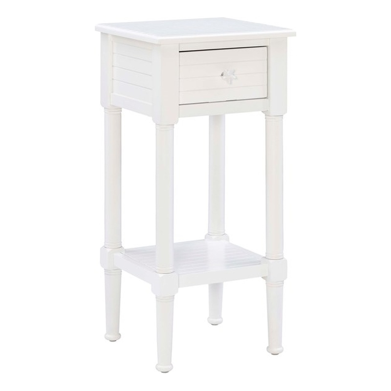 Linon Styers Wood End Table with Storage in White