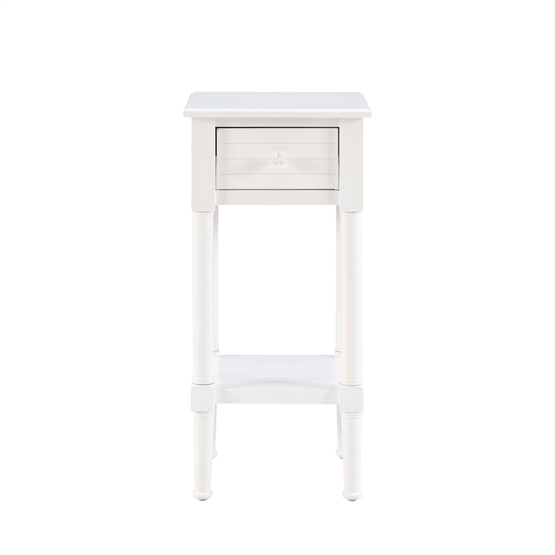 Linon Styers Wood End Table with Storage in White