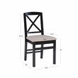 Linon Ervin Wood X-Back Set of 2 Dining Chairs Beige Padded Seats in Black
