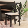 Linon Ervin Wood X-Back Set of 2 Dining Chairs Beige Padded Seats in Black