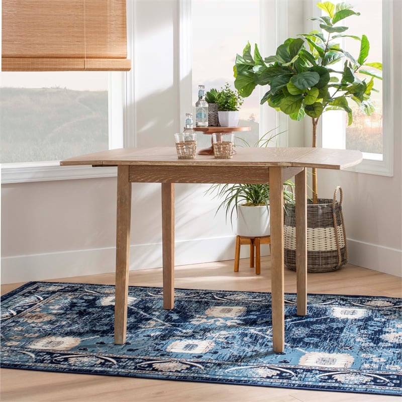 Linon Ervin Square Space Saving Drop Leaf Table in Washed Gray Rubberwood