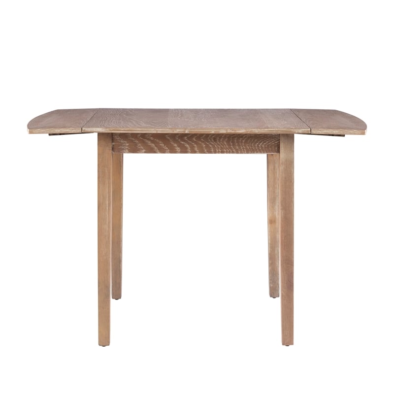 Linon Ervin Square Space Saving Drop Leaf Table in Washed Gray Rubberwood