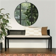 Linon Memphis Wood Bench Woven Cane Back Beige Padded Seat in Black Finish