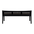 Linon Memphis Wood Bench Woven Cane Back Beige Padded Seat in Black Finish