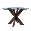 Linon Hale 5 Pce Dining Set Natural Fabric Chairs Glass Top in Espresso Wood