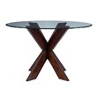 Linon Hale 5 Pce Dining Set Natural Fabric Chairs Glass Top in Espresso Wood