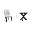 Linon Hale 5 Pce Dining Set Natural Fabric Chairs Glass Top in Espresso Wood
