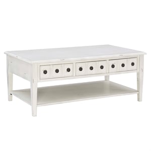 Linon Sadie Wood Coffee Table with Storage in Cream