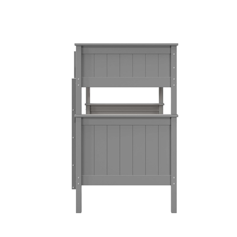 Linon Tilda Twin over Twin Bunk Bed with Top Guard Rails in Gray Solid Wood