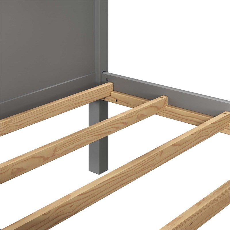 Linon Tilda Twin over Twin Bunk Bed with Top Guard Rails in Gray Solid Wood